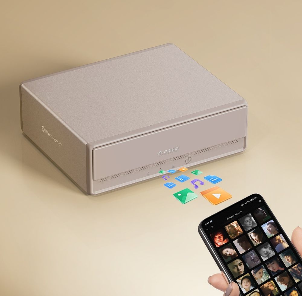 Orico MetaHome Pro fazendo backup automático de fotos e vídeos de um celular